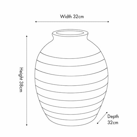 Meave White Wash Ribbed Fibrestone Vase